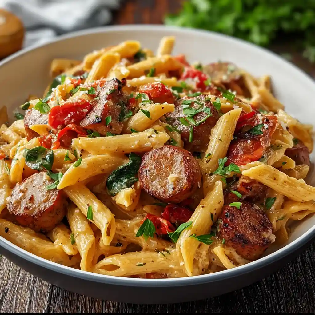 One Pot Creamy Cajun Sausage Pasta