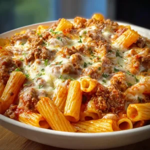 Beef Rigatoni Cheese Bake