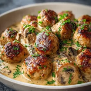 Creamy Mushroom Chicken Meatballs