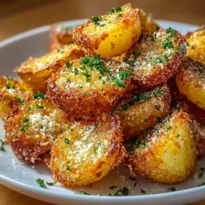 Crispy Garlic Parmesan Crusted Potatoes