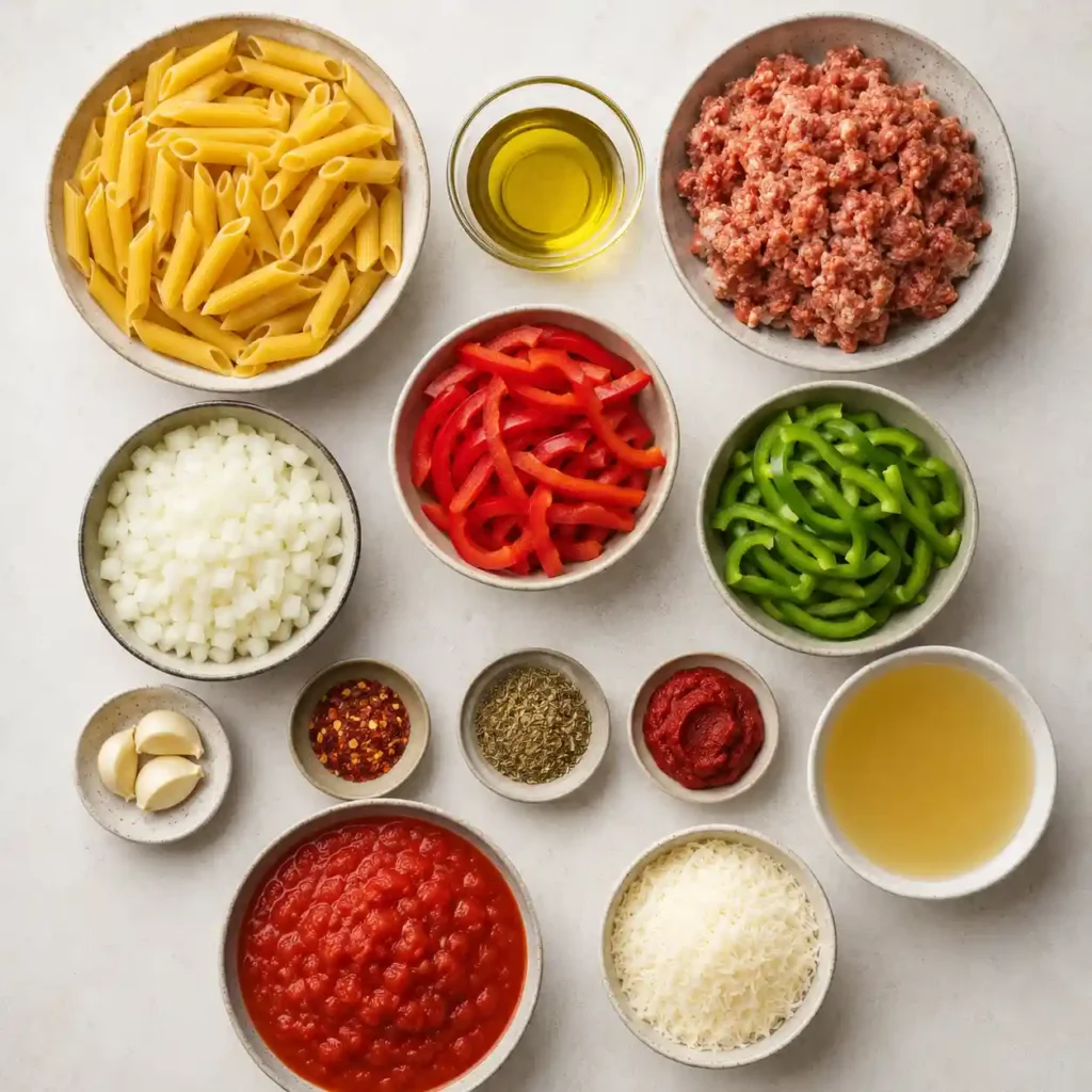 Italian Sausage and Peppers Pasta Ingredients
