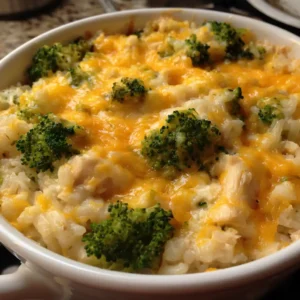Cheesy Broccoli Chicken and Rice Casserole