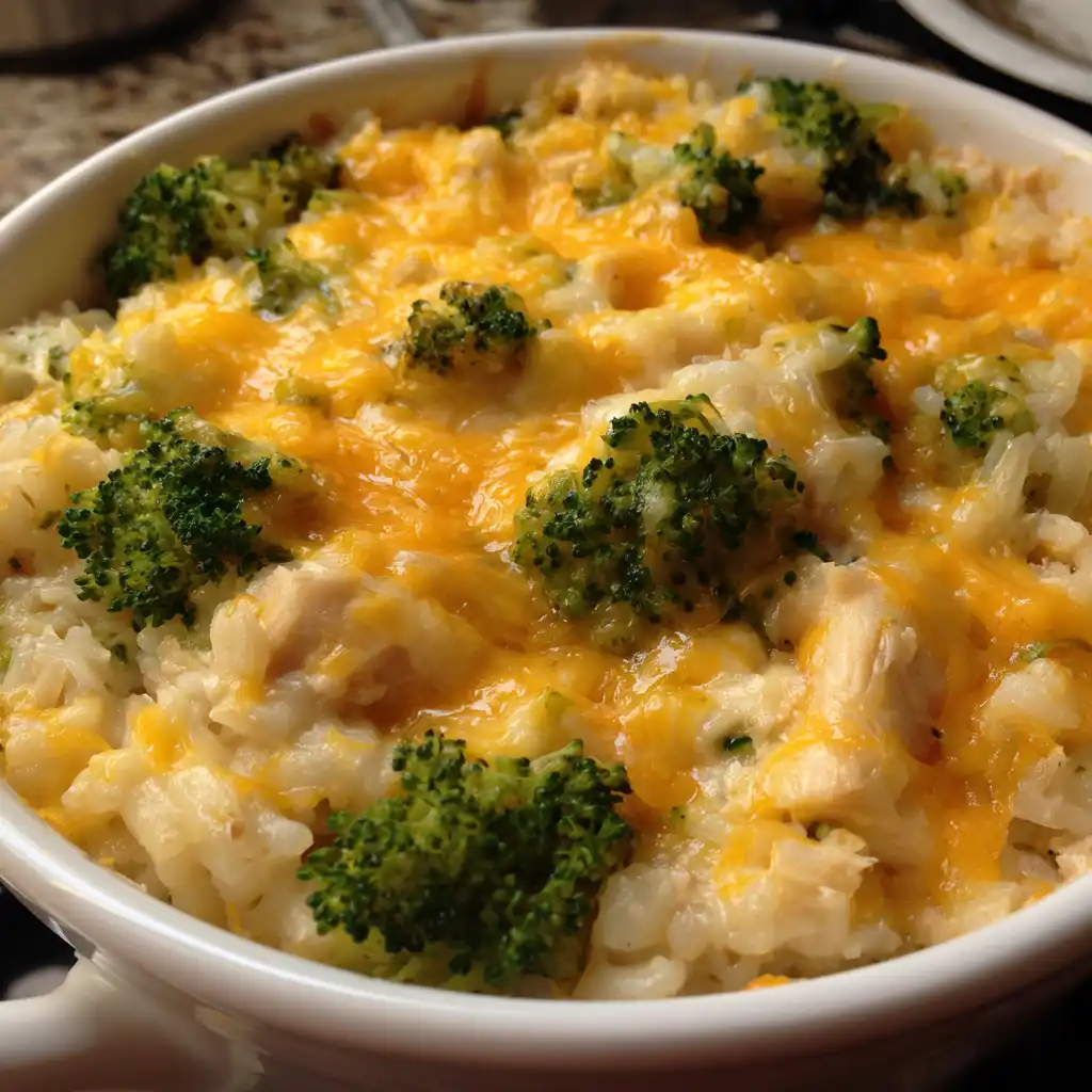 Cheesy Broccoli Chicken and Rice Casserole