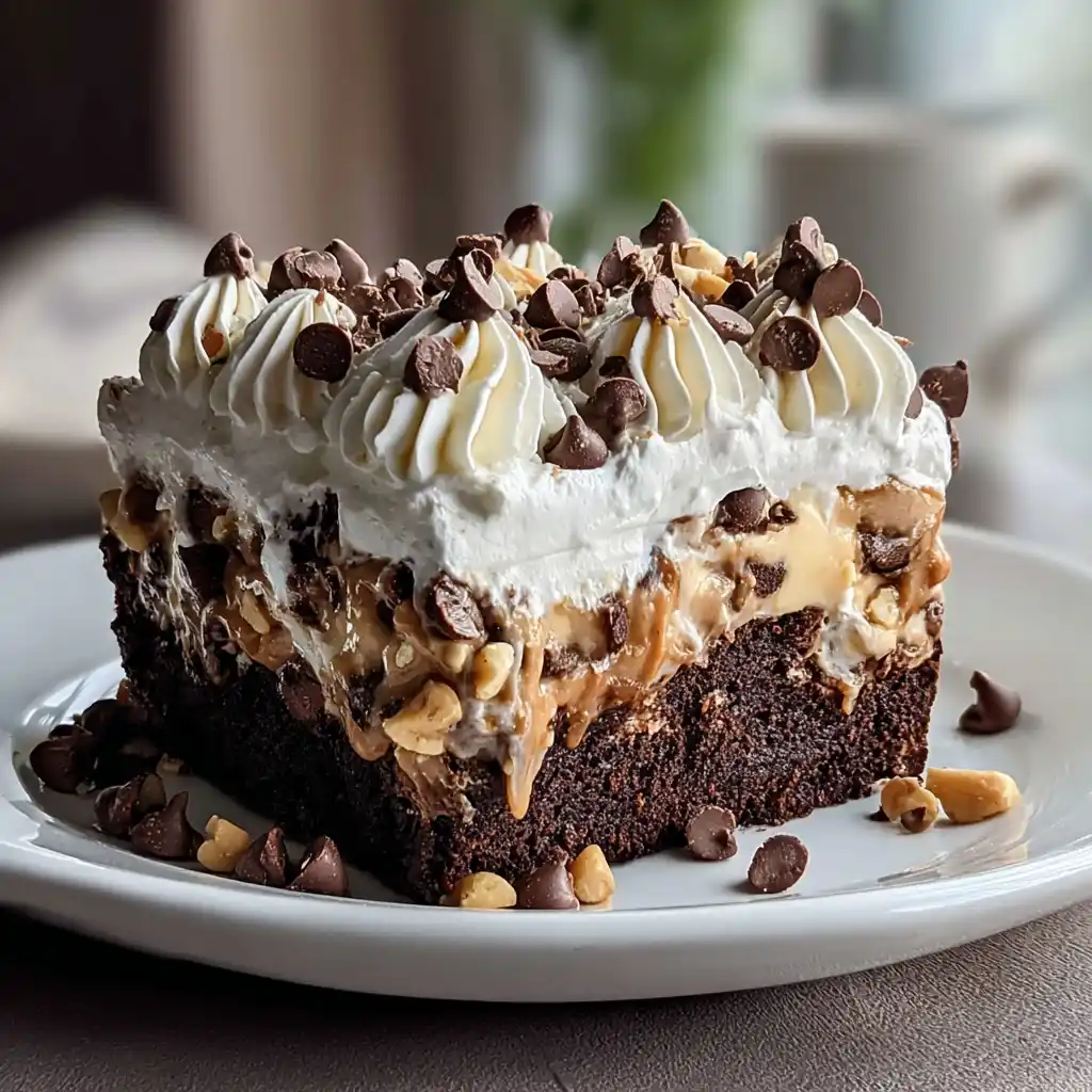 Chocolate Peanut Butter Poke Cake
