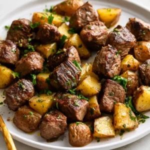 Garlic Butter Steak Bites and Potatoes