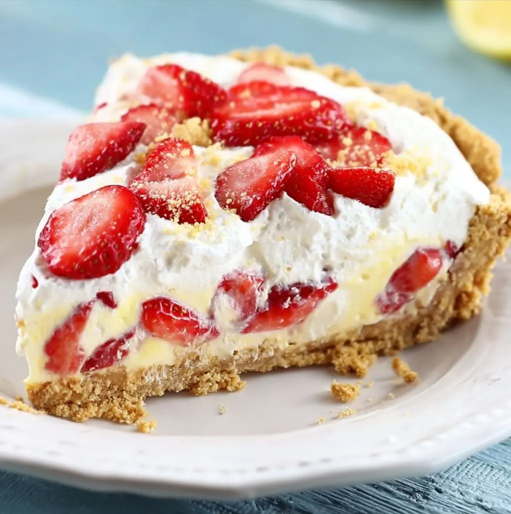 No Bake Strawberry Lemon Cookie Pie