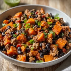 Ground Turkey Skillet with Black Beans and Sweet Potatoes