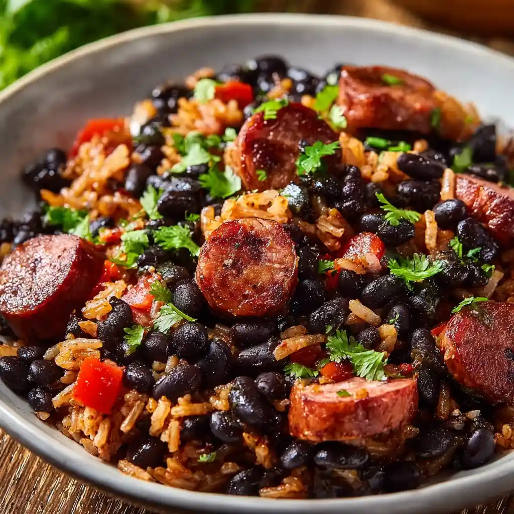 Black Beans and Rice with Smoked Sausage