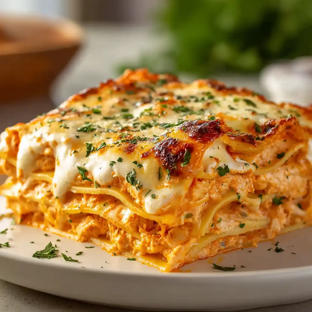 Cheesy Buffalo Ranch Chicken Lasagna