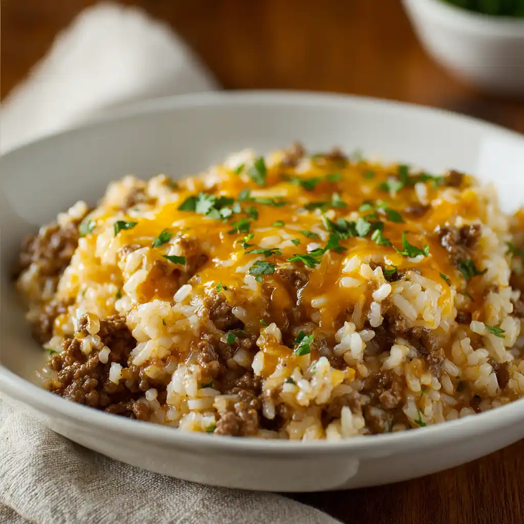 Cheesy Ground Beef and Rice Casserole