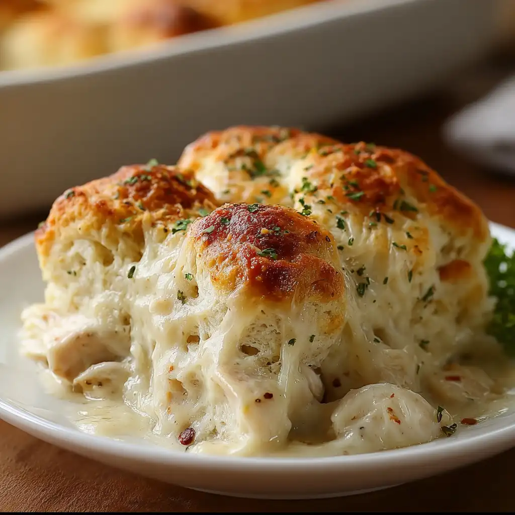 Chicken Alfredo Biscuit Bake