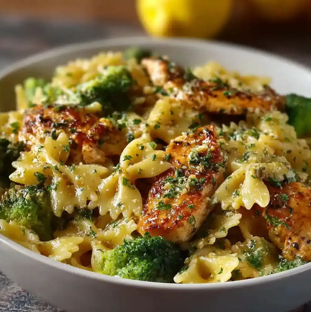 Cowboy Butter Lemon Bowtie Chicken with Broccoli