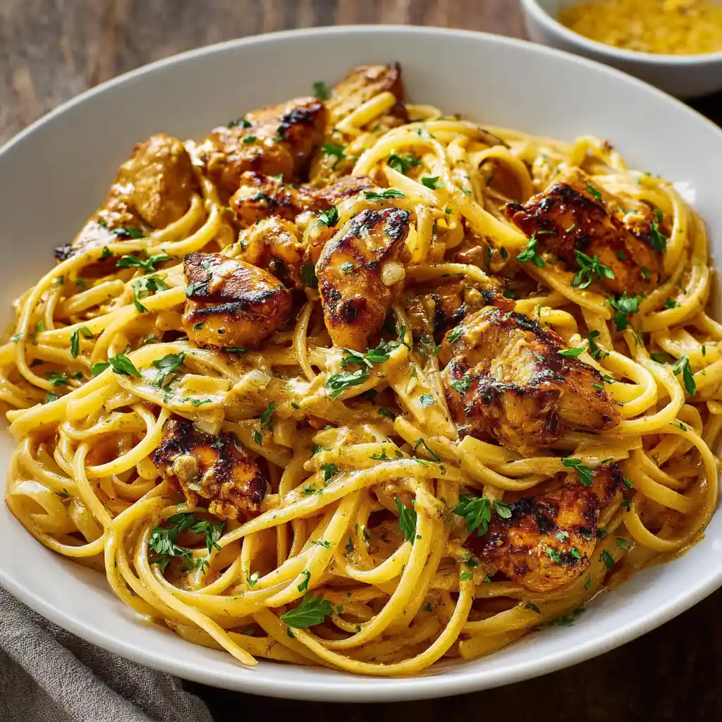 creamy cowboy butter chicken linguine