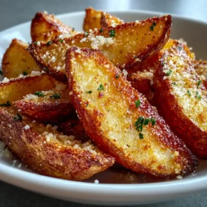 Crispy Garlic Parmesan Potato Wedges