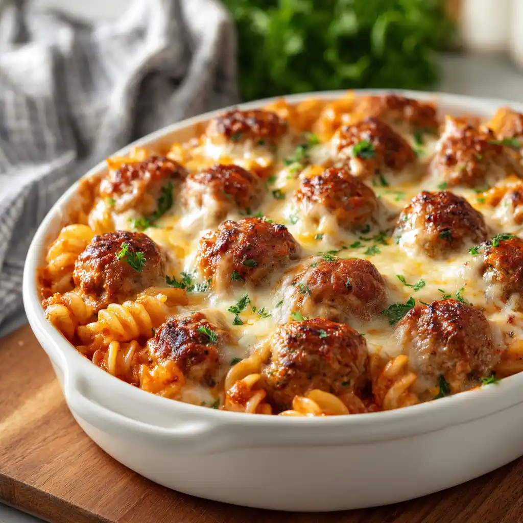 Dump and Bake Meatball Casserole