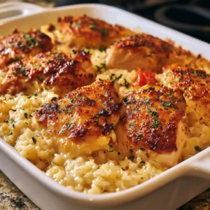 Garlic Butter Chicken and Rice Casserole