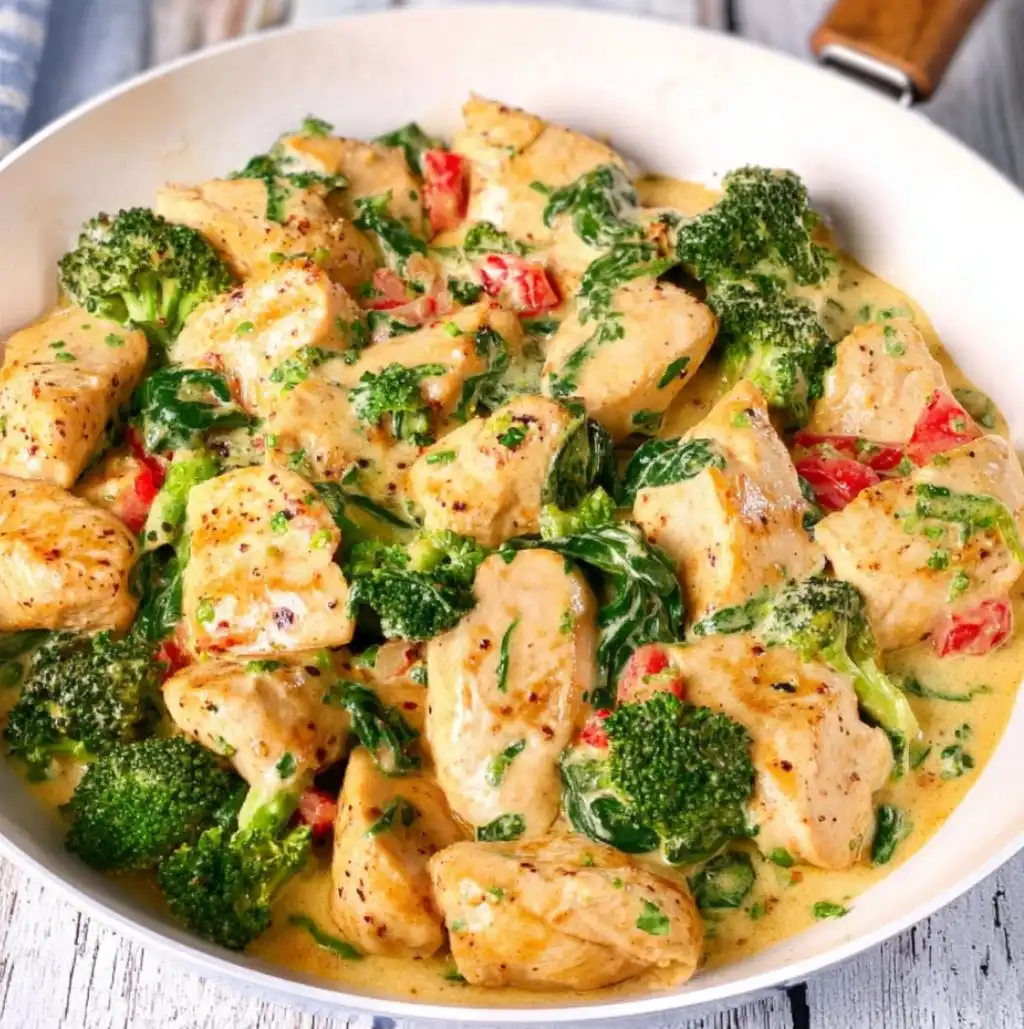 Garlic Chicken with Broccoli and Spinach