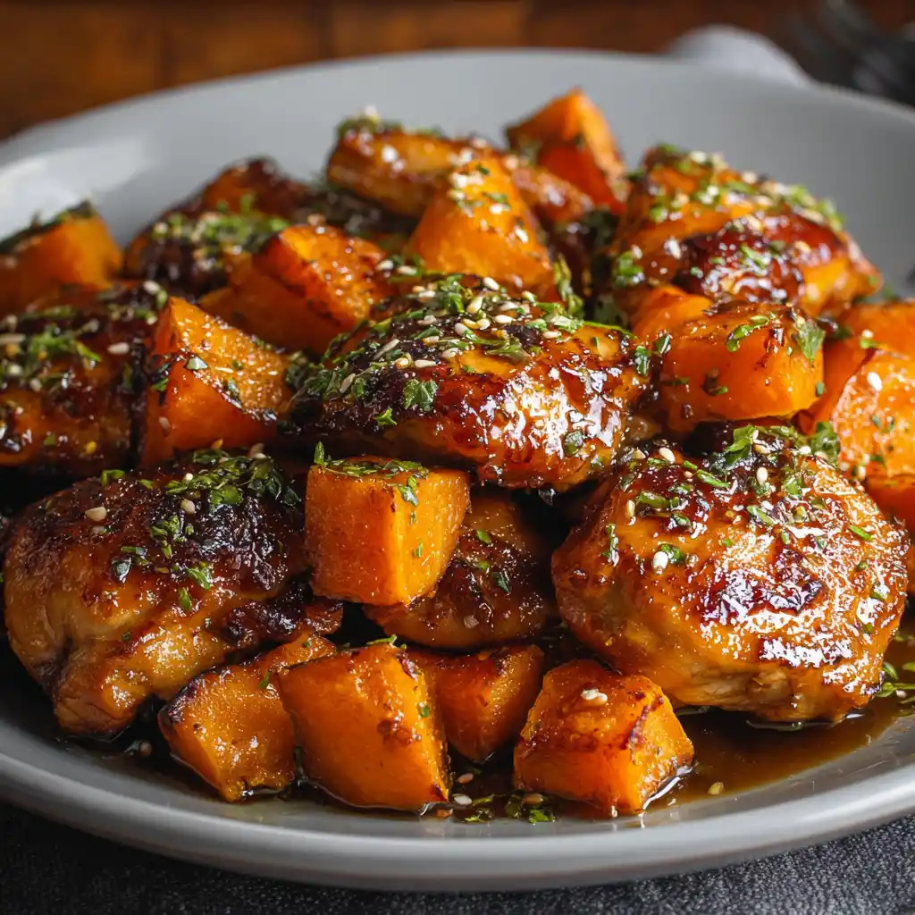 Honey Garlic Chicken And Sweet Potato