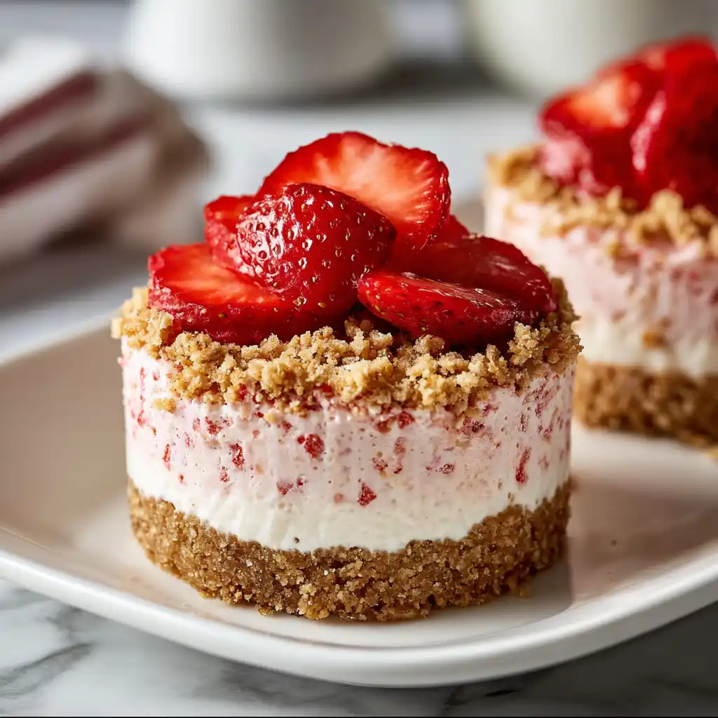 No Bake Mini Strawberry Crunch Cheesecakes