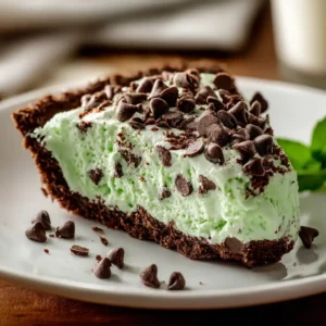 No Bake Mint Chocolate Chip Pie