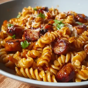 one pot bold honey bbq sausage pasta