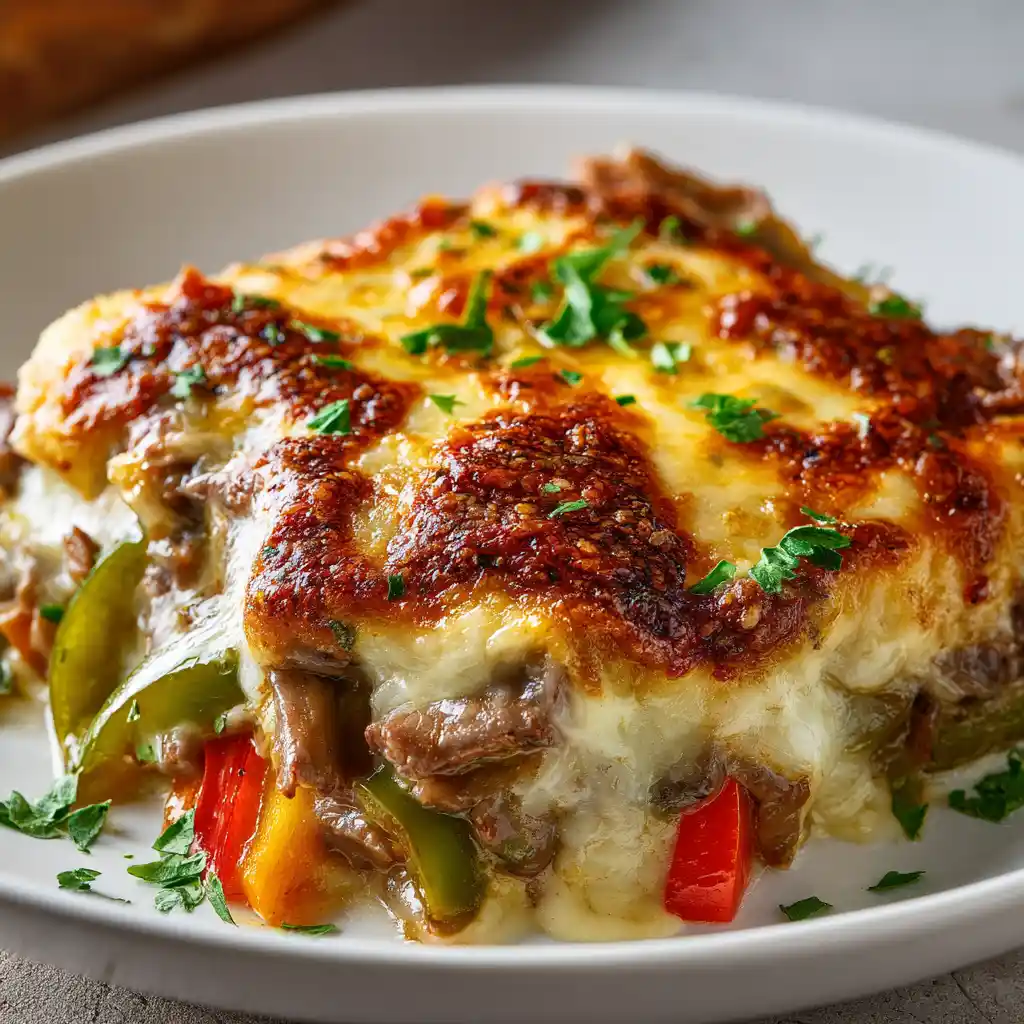philly cheesesteak casserole