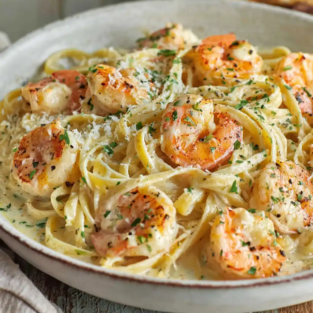 Shrimp Scampi Garlic Cream Pasta