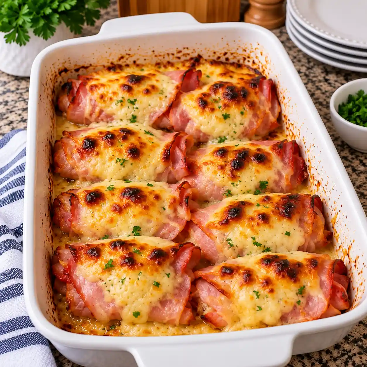 Baked Ham and Cheese Rolls