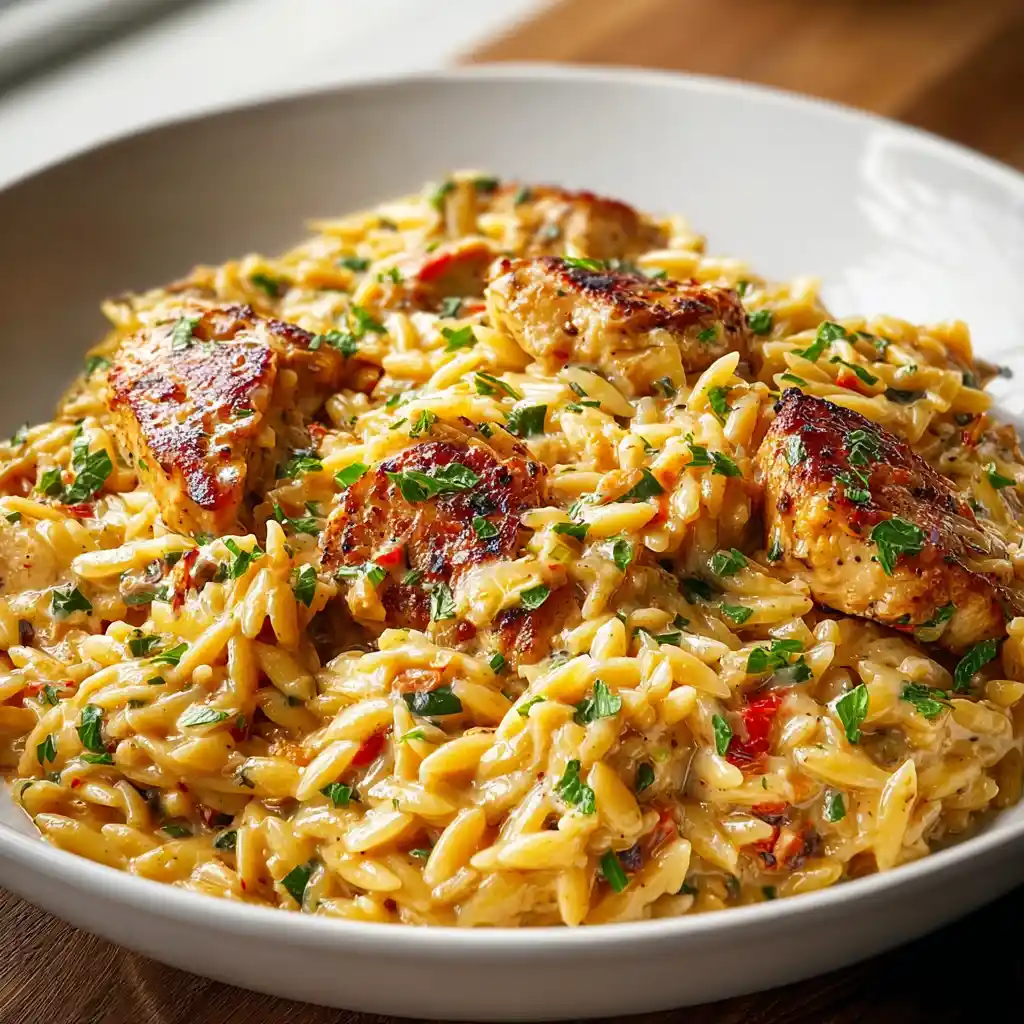 One Pot Cajun Chicken Alfredo Orzo