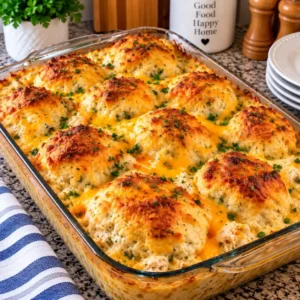 Cheddar Ranch Chicken Biscuit Casserole