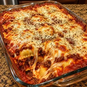 Cheesy Beef Ravioli Casserole