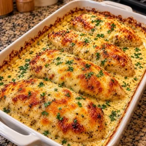 Cheesy Garlic Smothered Chicken
