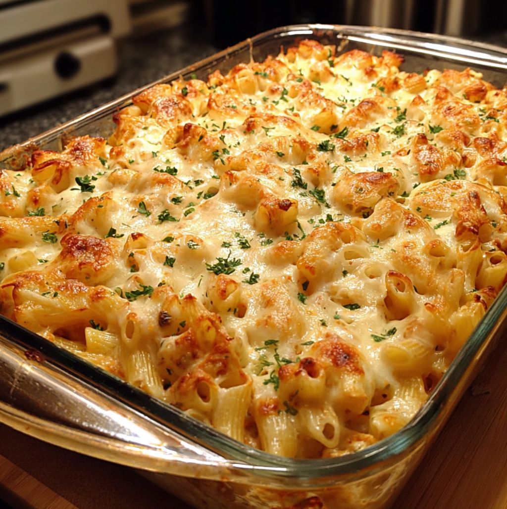 Cheesy Crack Chicken Pasta Bake