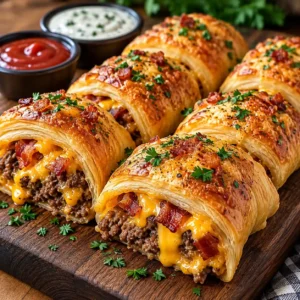 Cheesy Bacon Cheeseburger Crescent Rolls