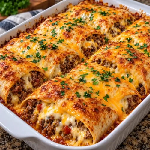 Cheesy Beef Stuffed Tortilla Bake