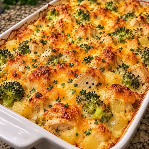 Cheesy Chicken Broccoli Potato Casserole