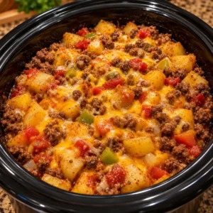 Crock Pot Beefy Potato Taco Casserole