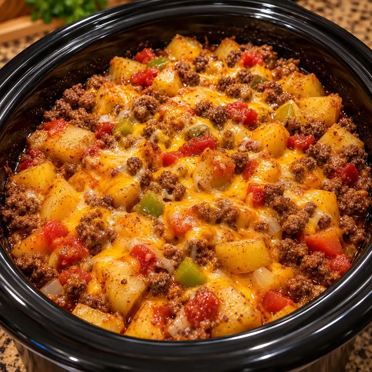 Crock Pot Beefy Potato Taco Casserole
