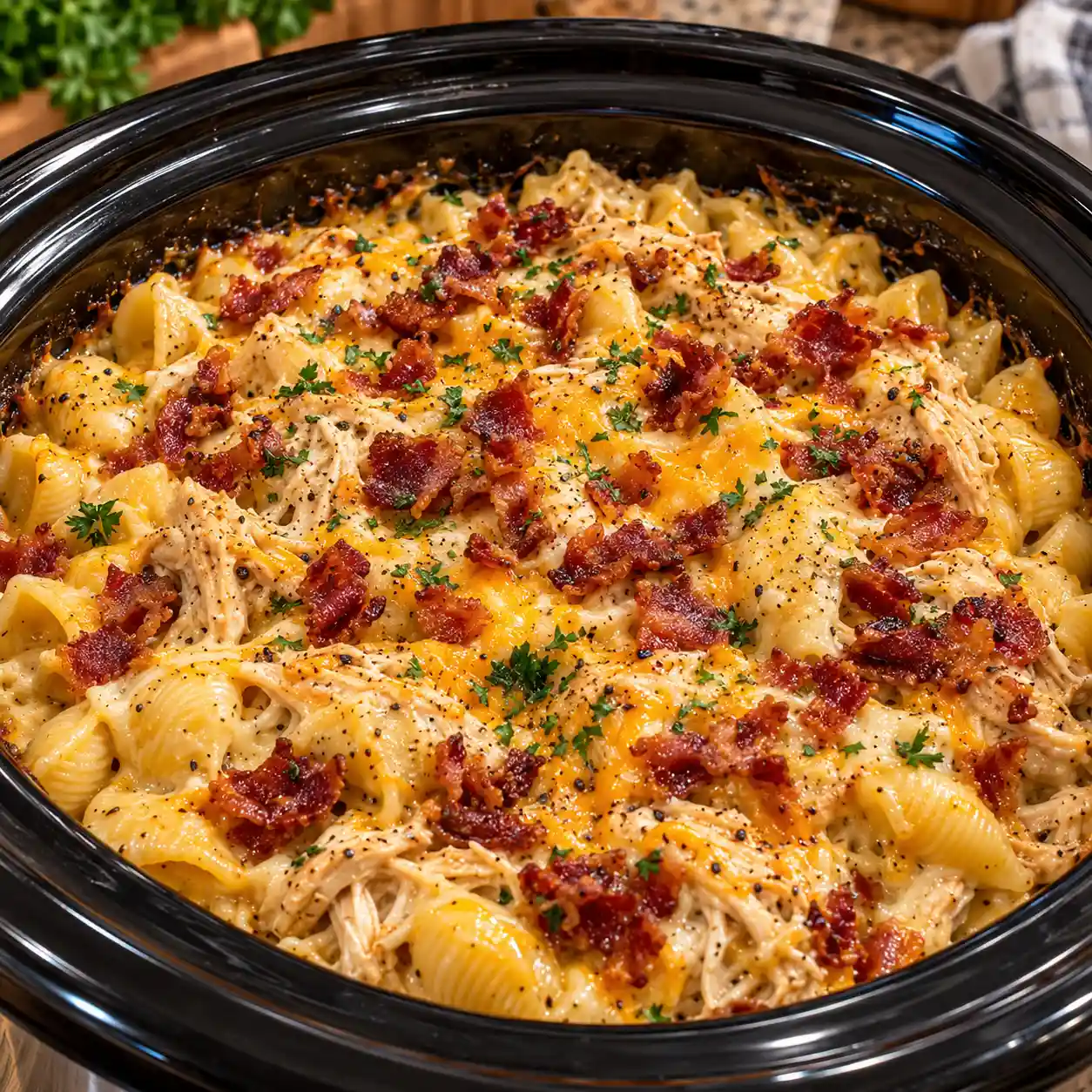 Crockpot Chicken Bacon Ranch Mac & Cheese