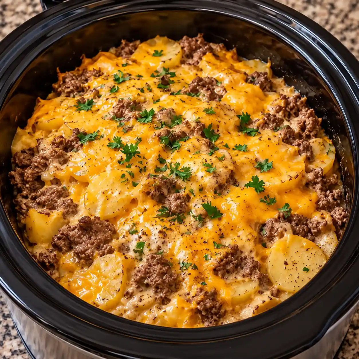 Slow Cooker Cheesy Hamburger Potato Casserole