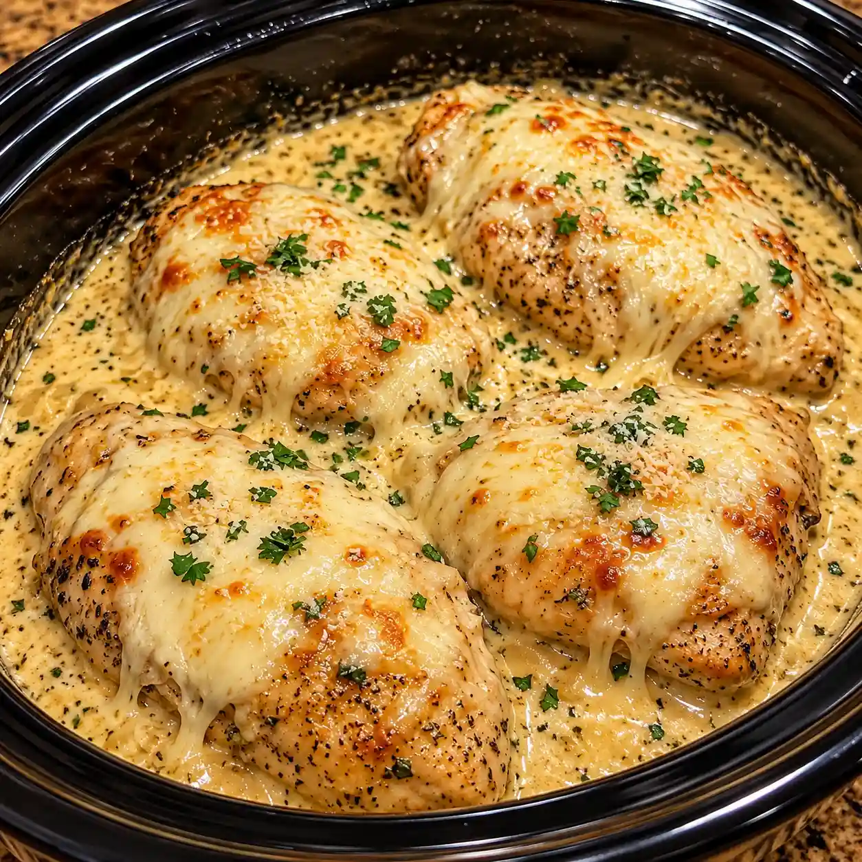 Slow Cooker Creamy Mozzarella Chicken