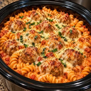 Slow-Cooker Tomato-Alfredo Meatball Pasta