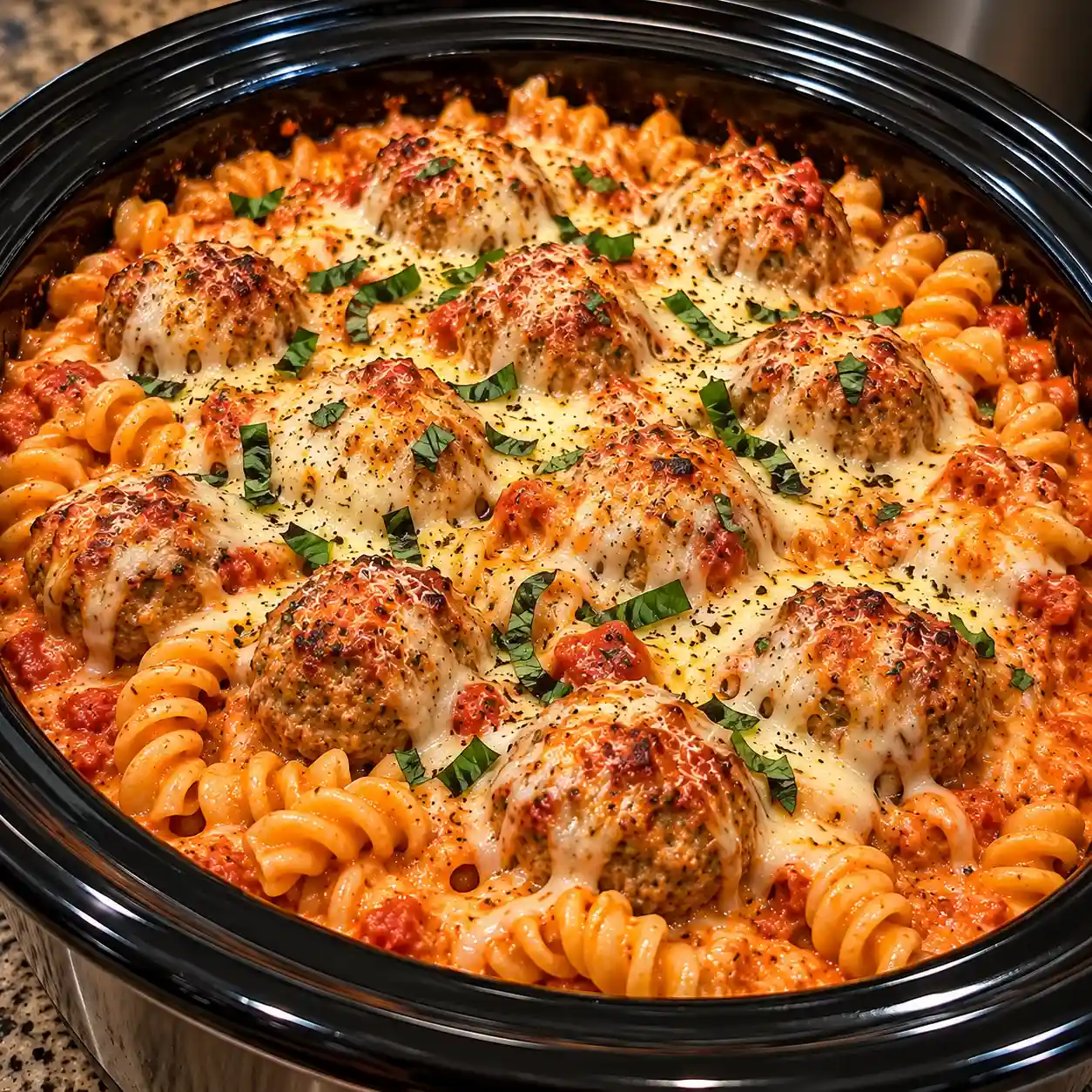 Slow-Cooker Tomato-Alfredo Meatball Pasta
